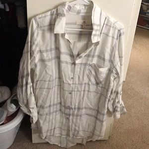 Long Sleeved Plaid Button Down Shirt